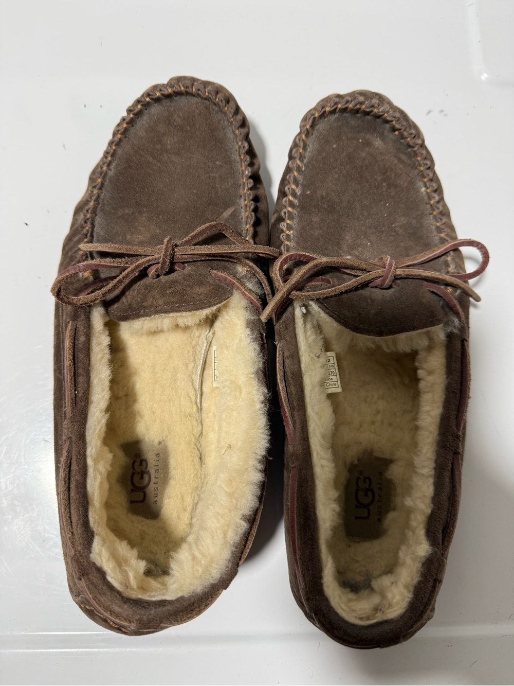 UGG Men's Brown Suede Shearling-Lined Moccasins